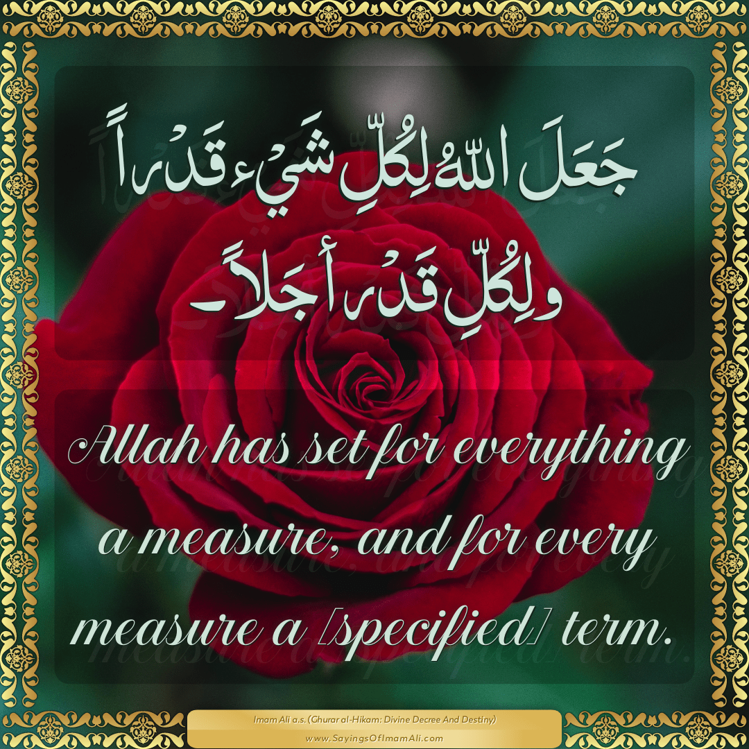 Allah has set for everything a measure, and for every measure a...